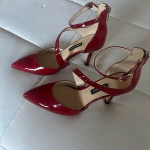 Nine West Glossy Red Strappy Heels Brand New, never worn!